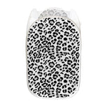 White Leopard Print Mesh Laundry Hamper