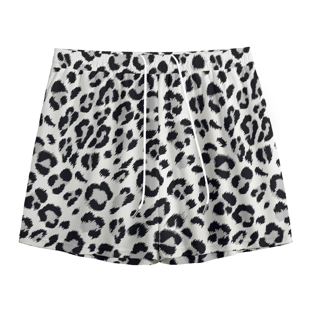White Leopard Print Mesh Shorts