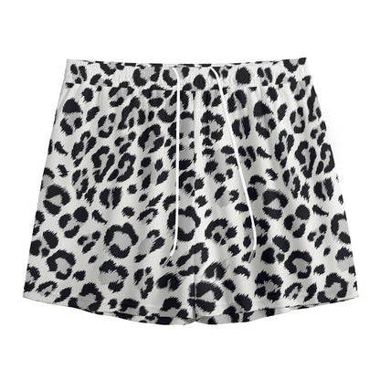 White Leopard Print Mesh Shorts
