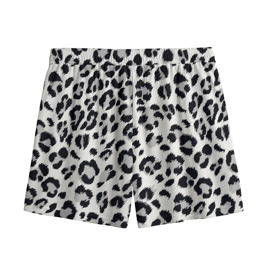 White Leopard Print Mesh Shorts