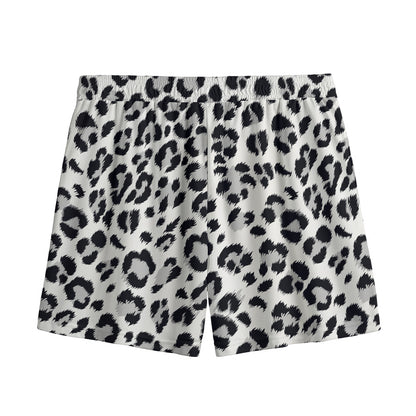 White Leopard Print Mesh Shorts
