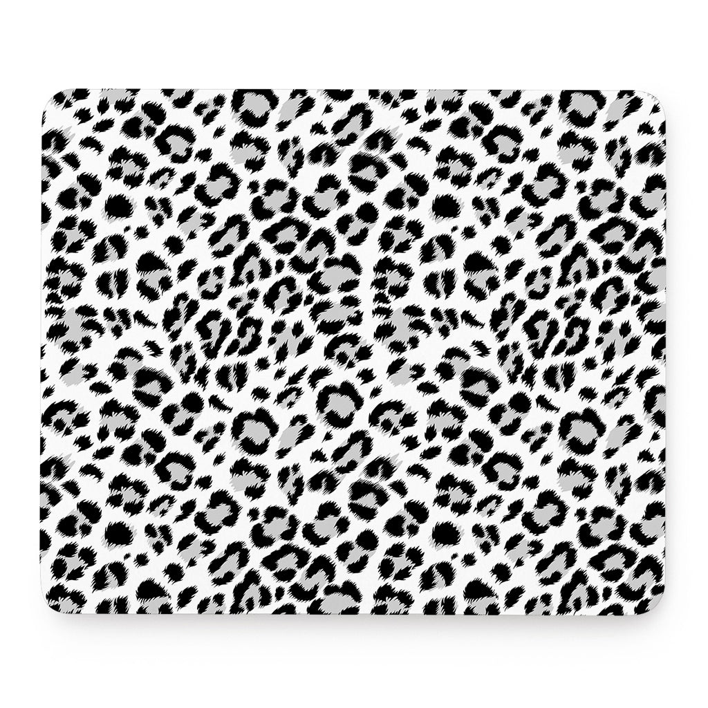 White Leopard Print Mouse Pad