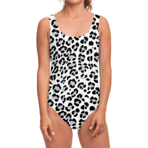 White Leopard Print One Piece Swimsuit