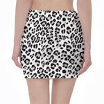 White Leopard Print Pencil Mini Skirt