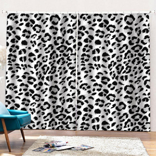 White Leopard Print Pencil Pleat Curtains