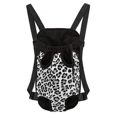 White Leopard Print Pet Carrier Backpack