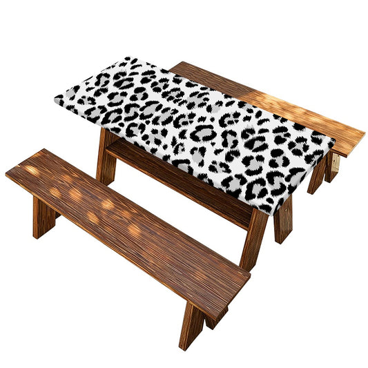 White Leopard Print Picnic Table Cover