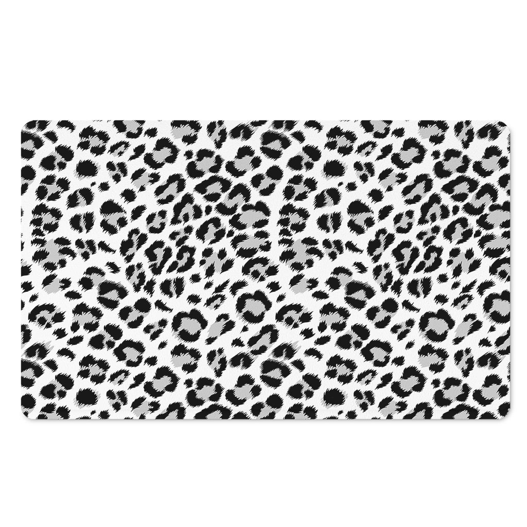 White Leopard Print Polyester Doormat