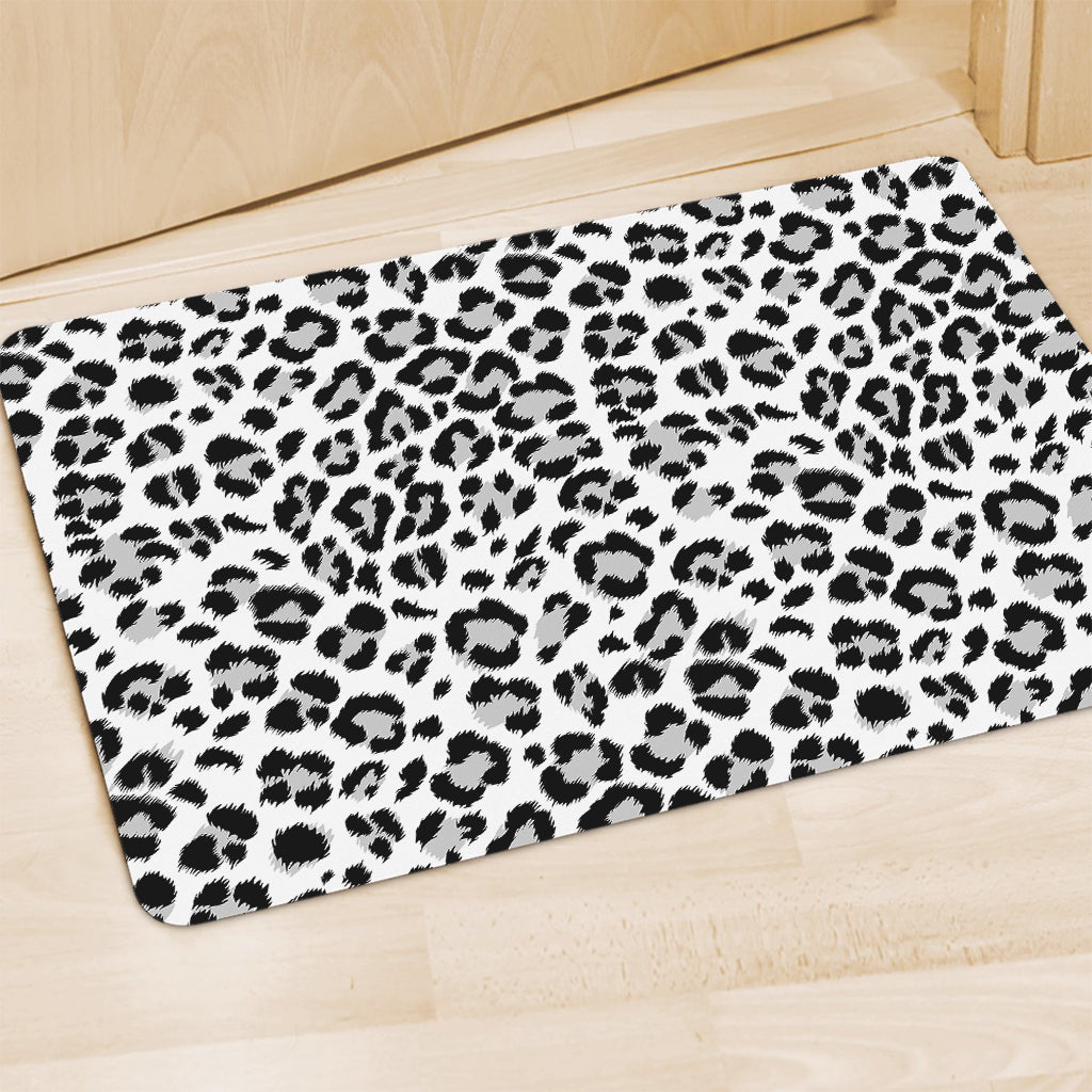 White Leopard Print Polyester Doormat