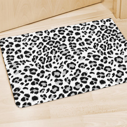 White Leopard Print Polyester Doormat