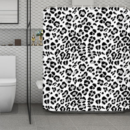 White Leopard Print Polyester Shower Curtain