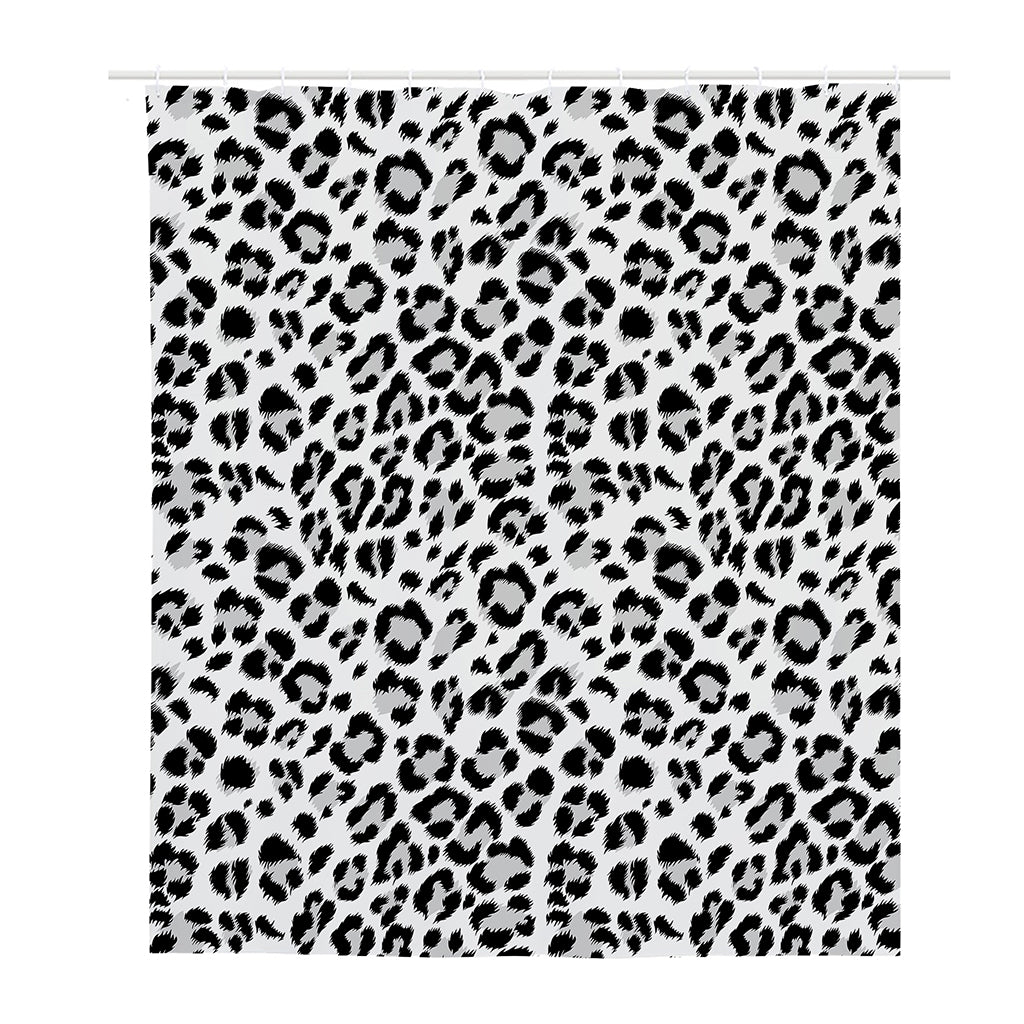White Leopard Print Polyester Shower Curtain