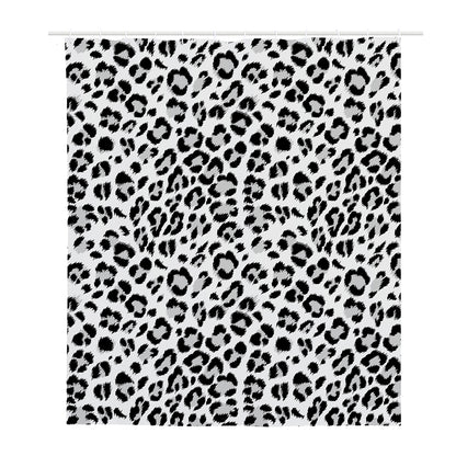 White Leopard Print Polyester Shower Curtain