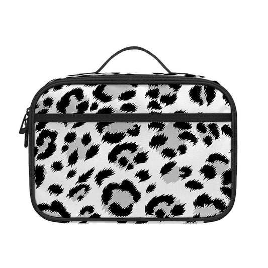 White Leopard Print Portable Lunch Bag
