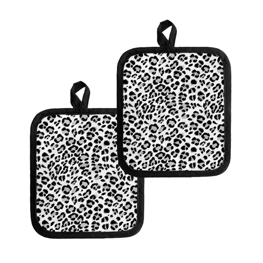 White Leopard Print Pot Holders