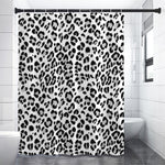 White Leopard Print Premium Shower Curtain
