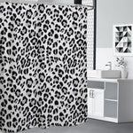 White Leopard Print Premium Shower Curtain