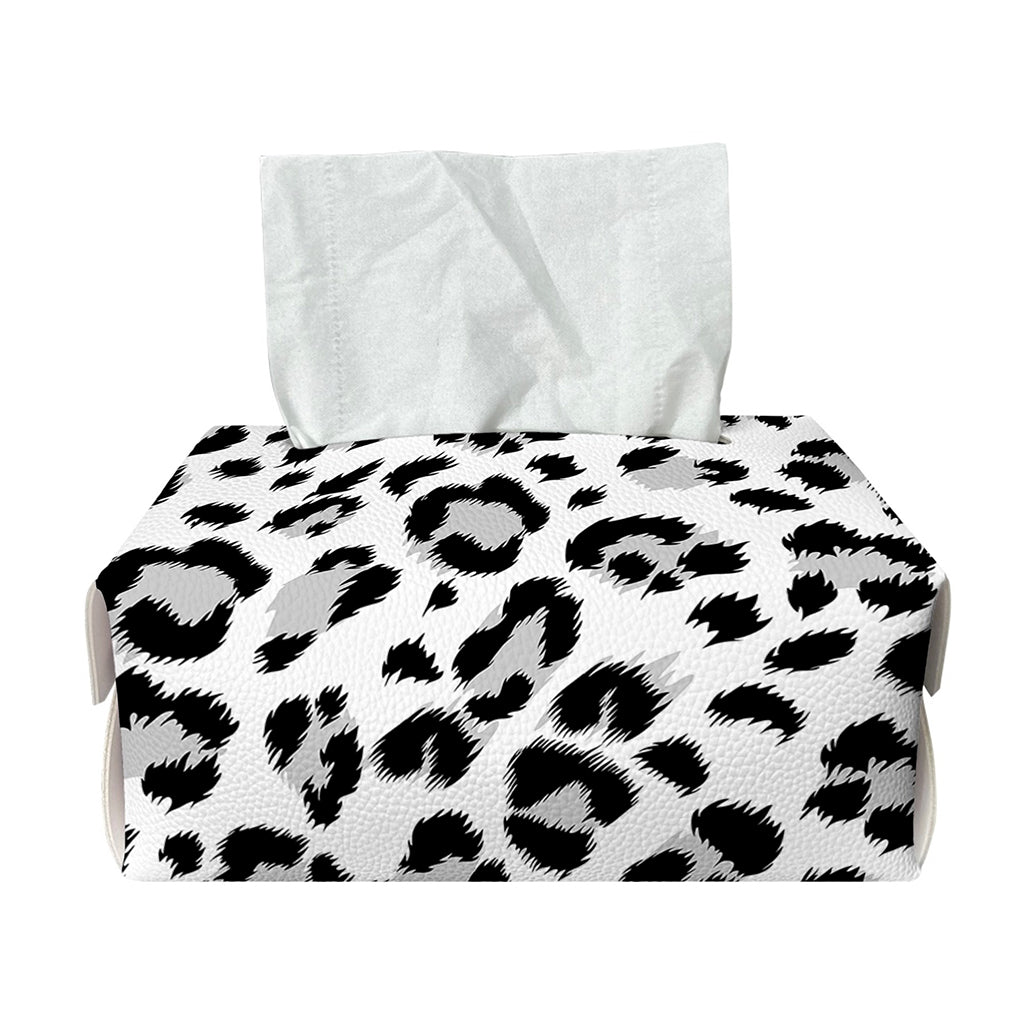 White Leopard Print Rectangle Tissue Box Cover