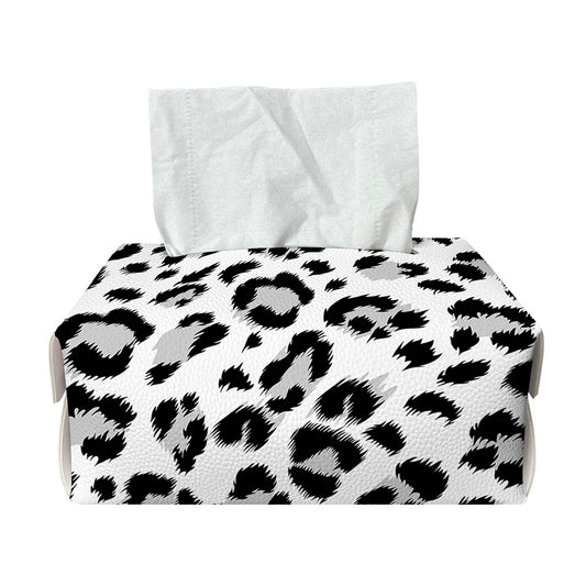 White Leopard Print Rectangle Tissue Box Cover