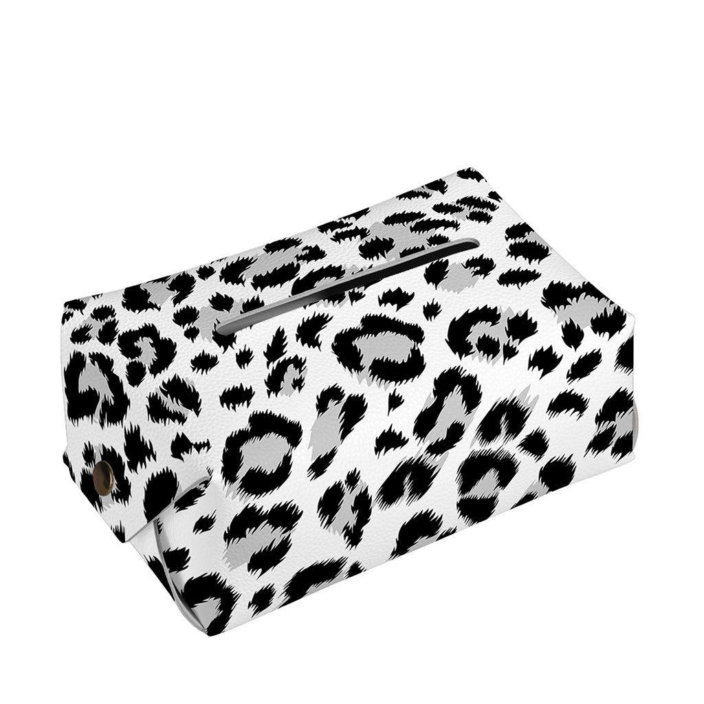 White Leopard Print Rectangle Tissue Box Cover