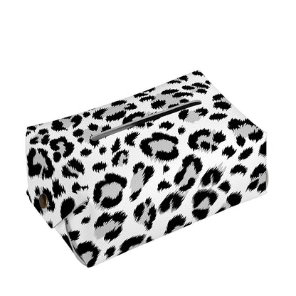 White Leopard Print Rectangle Tissue Box Cover