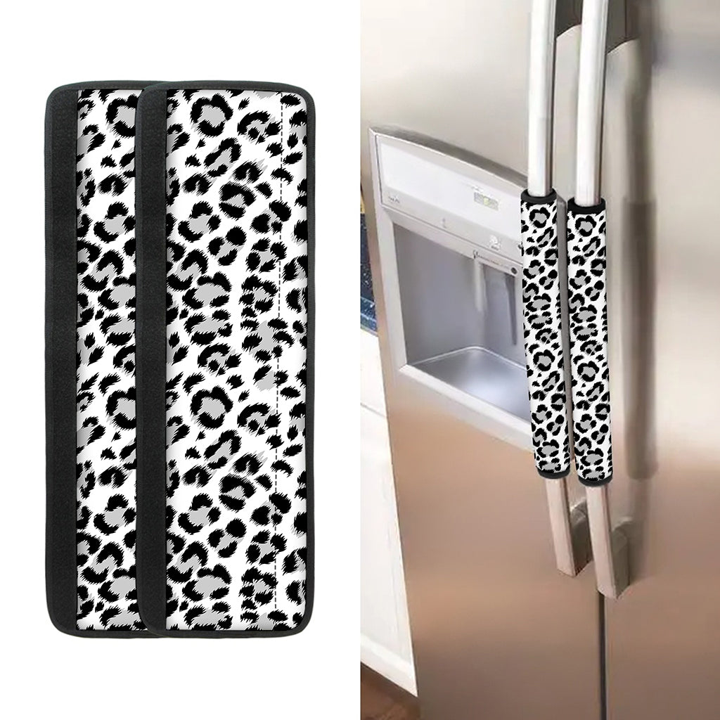 White Leopard Print Refrigerator Handle Covers