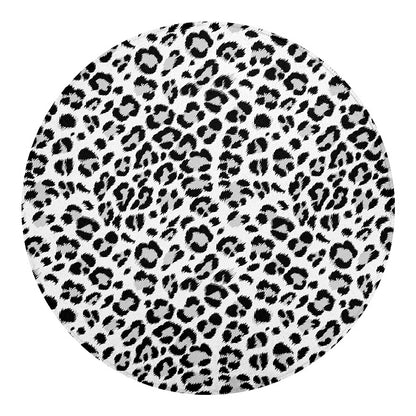 White Leopard Print Round Blanket