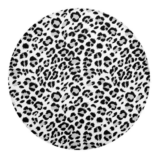 White Leopard Print Round Blanket
