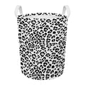 White Leopard Print Round Laundry Basket