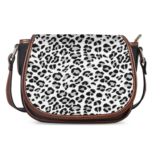 White Leopard Print Saddle Bag
