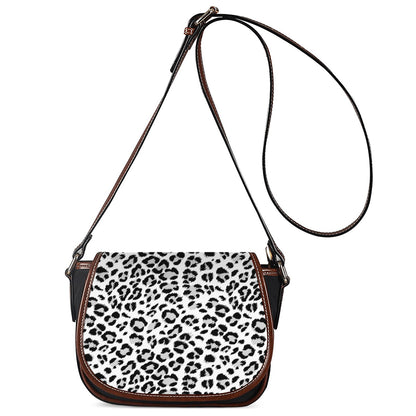 White Leopard Print Saddle Bag