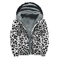 White Leopard Print Sherpa Lined Zip Up Hoodie