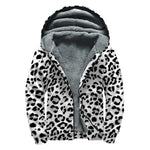 White Leopard Print Sherpa Lined Zip Up Hoodie