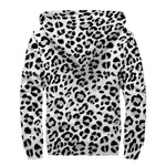 White Leopard Print Sherpa Lined Zip Up Hoodie