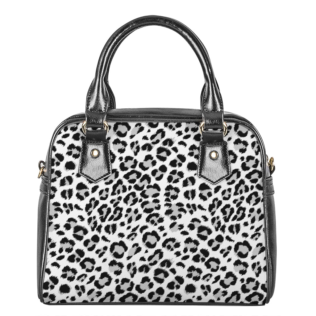 White Leopard Print Shoulder Handbag