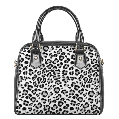 White Leopard Print Shoulder Handbag