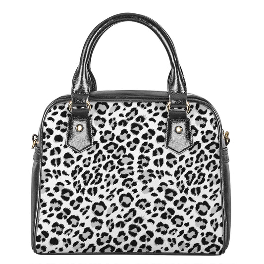White Leopard Print Shoulder Handbag