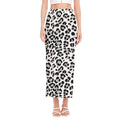 White Leopard Print Side Slit Maxi Skirt