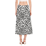 White Leopard Print Side Slit Midi Skirt