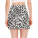 White Leopard Print Side Slit Mini Skirt