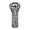 White Leopard Print Single Neoprene Wine Tote