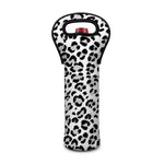 White Leopard Print Single Neoprene Wine Tote