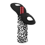 White Leopard Print Single Neoprene Wine Tote