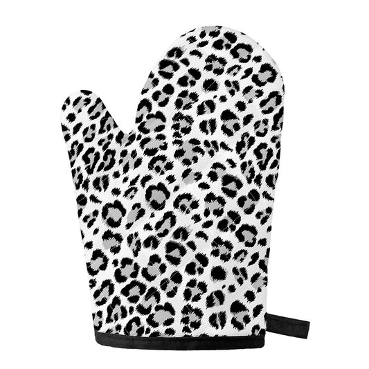 White Leopard Print Single Oven Mitt