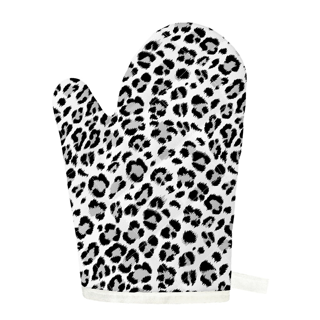 White Leopard Print Single Oven Mitt