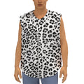 White Leopard Print Sleeveless Baseball Jersey
