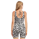 White Leopard Print Sleeveless One Piece Swimsuit