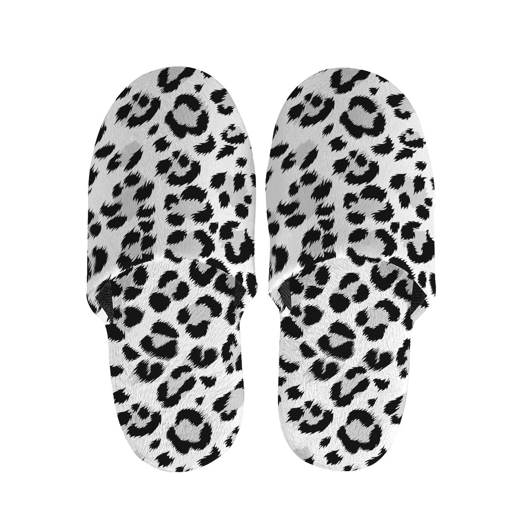 White Leopard Print Slippers