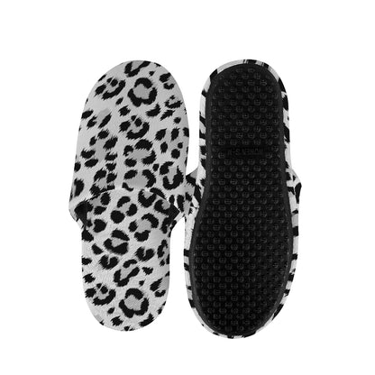 White Leopard Print Slippers