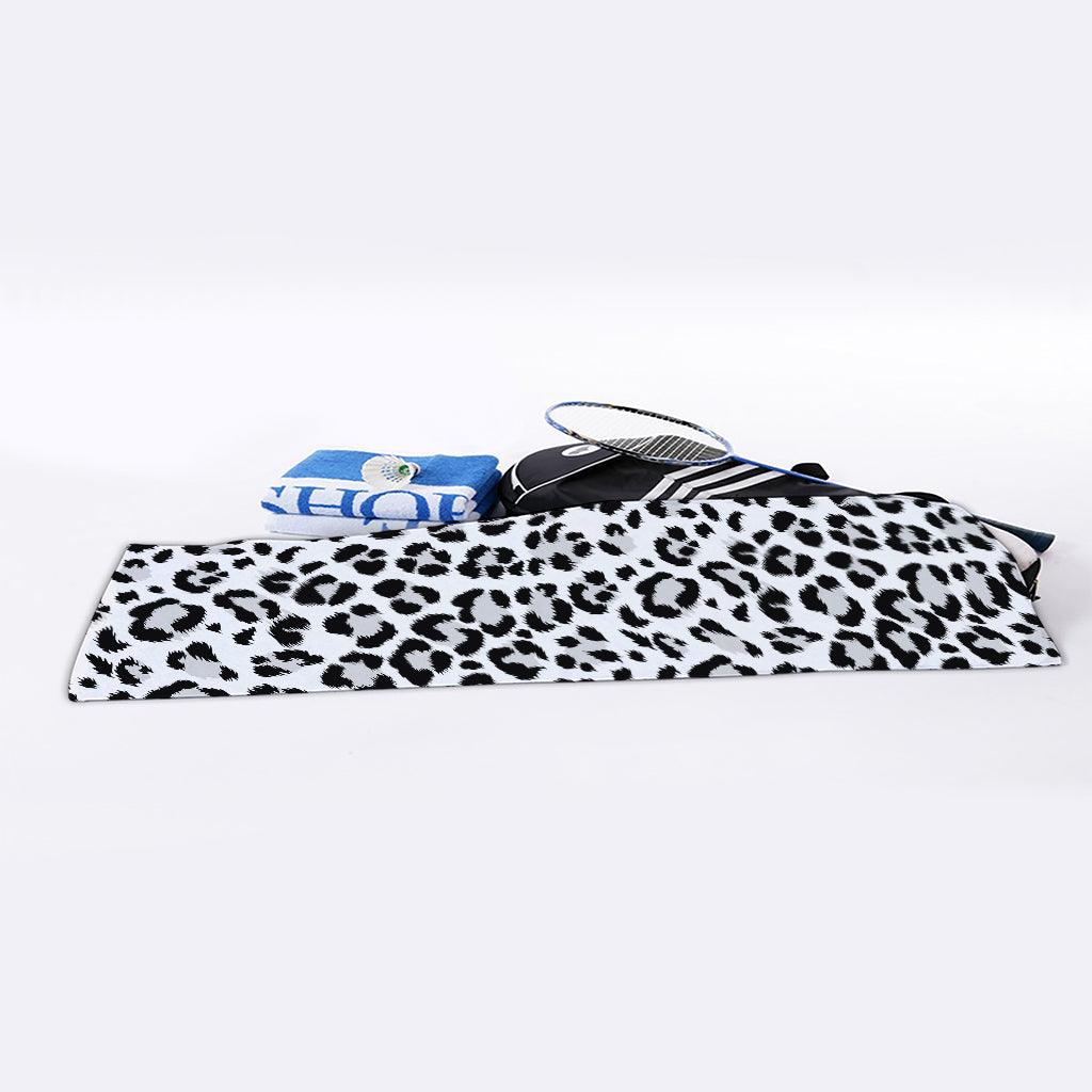 White Leopard Print Sports Towel